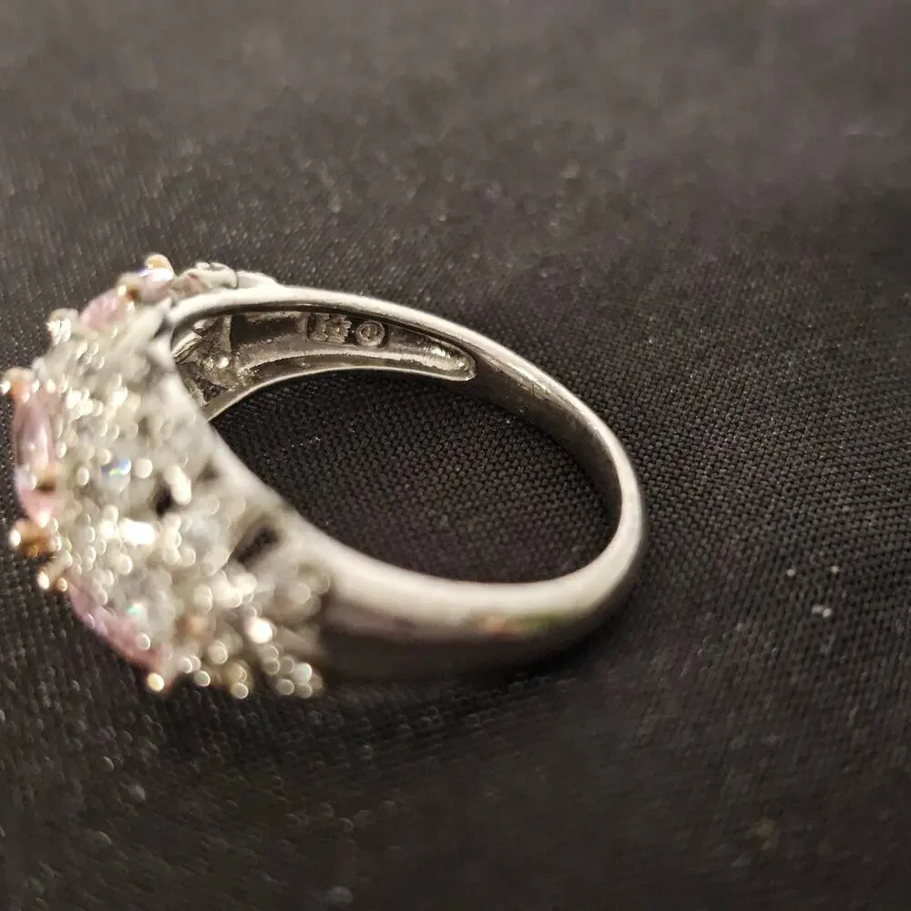 Bella Luce 23.21ctw Pink & White Diamond Simulant | Rhodium over Silver | Size 8